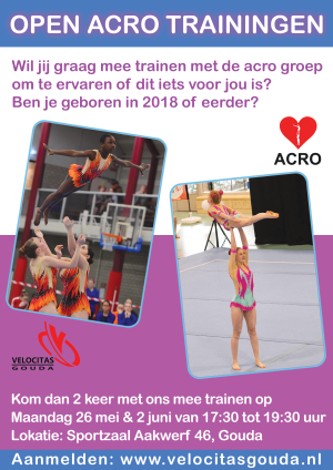 Uitnodiging open acro trainingen Uitnodiging open acro trainingen